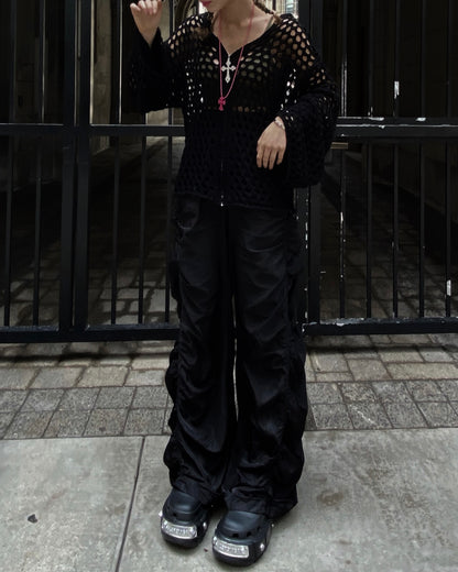 ENCRYPTED CROCHET ZIP-UP (ASH)