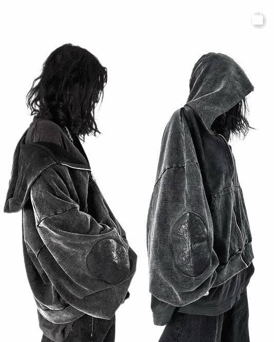 LEATHER PATCH ESSENTIAL ZIP-UP