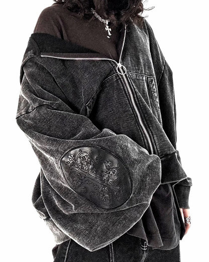 LEATHER PATCH ESSENTIAL ZIP-UP