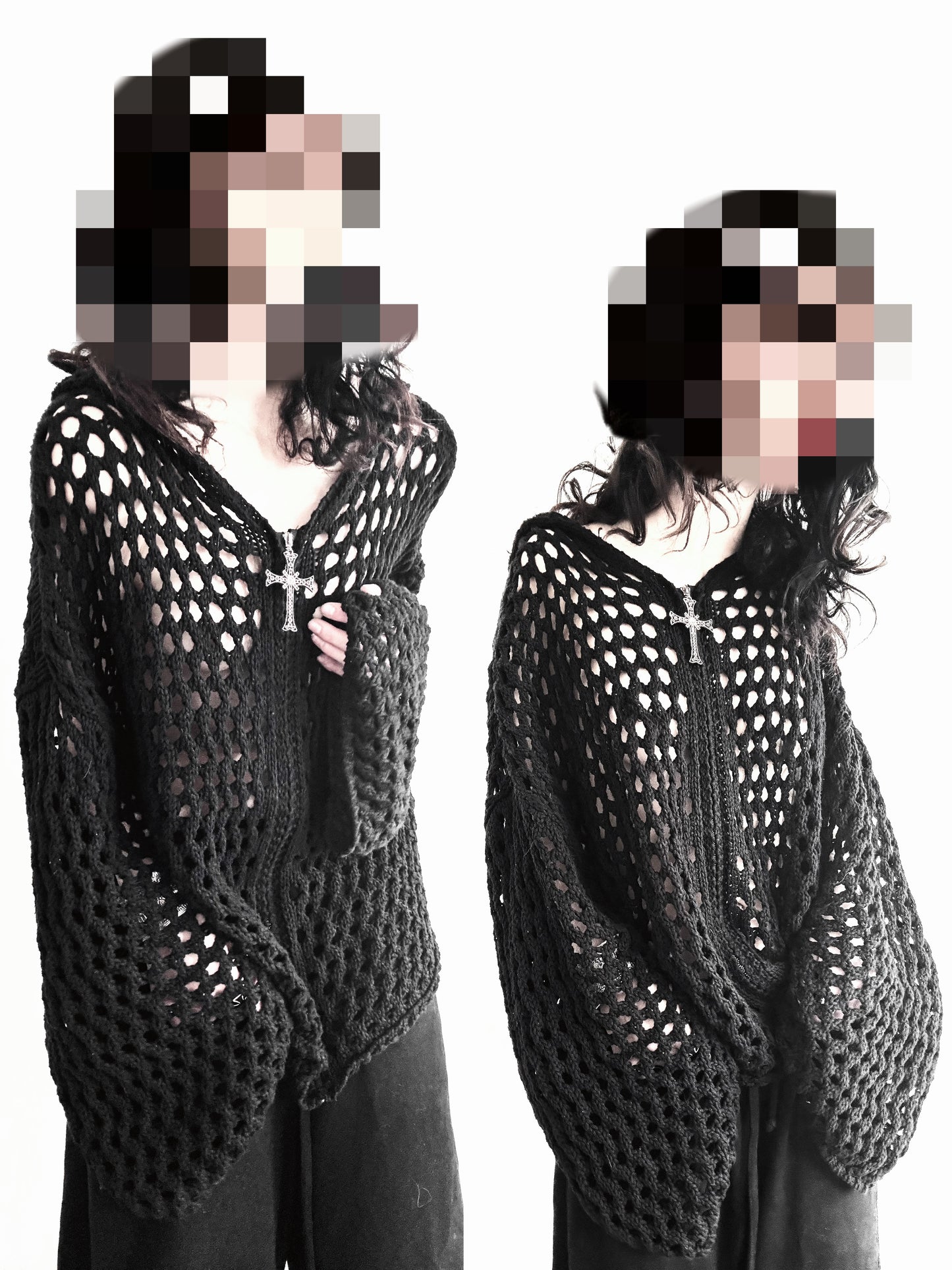 ENCRYPTED CROCHET ZIP-UP (ASH)