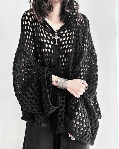 ENCRYPTED CROCHET ZIP-UP (ASH)