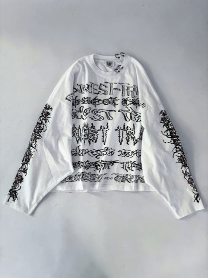 PIERCED BLACKMETAL LONG SLEEVE TOP - MILK