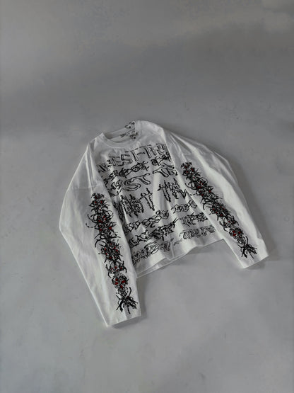 PIERCED BLACKMETAL LONG SLEEVE TOP - MILK