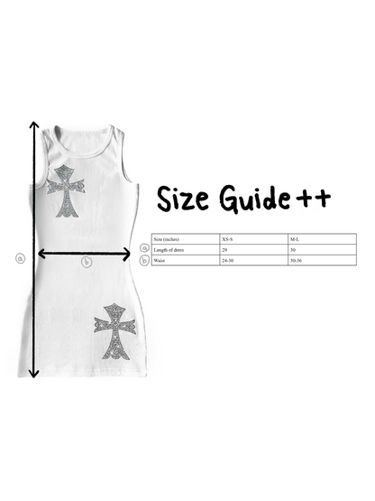 RHINESTONE ROSARY MICRO DRESS - WHITE ICE